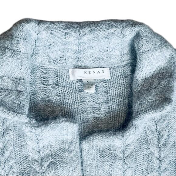 Kenar Women’s Sz XL Gray Angora Cardigan Sweater Cable Knit Button Front - Picture 4 of 12
